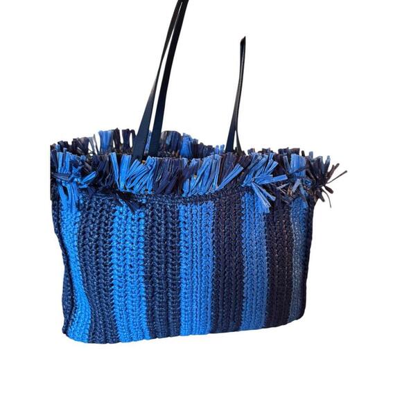 kate spade Handbags - Kate Spade Sam Stripe Raffia Tote
